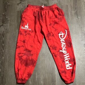ALF Assholes Live Forever Deadly World Jogger Fleece Pants Red Tie Dye Medium